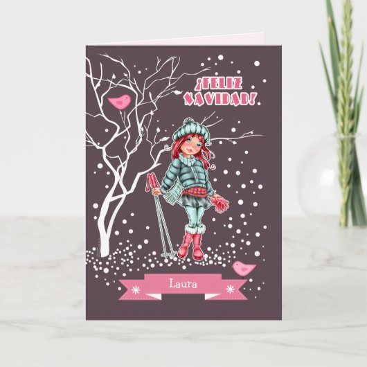 Feliz Navidad. kerstKaart in het Spaans Feestdagen Kaart (Voorkant)