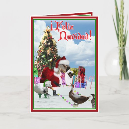 Feliz Navidad - Kerstkerstkerstman met eendenaars Feestdagen Kaart (Voorkant)
