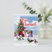 Feliz Navidad - Kerstkerstkerstman met eendenaars Feestdagenkaart (Staand voorkant)