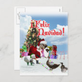Feliz Navidad - Kerstkerstkerstman met eendenaars Feestdagenkaart (Voorkant / Achterkant)