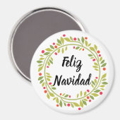 Feliz Navidad Kerstkrans Kerstmis Magneet (Voorkant / Achterkant)