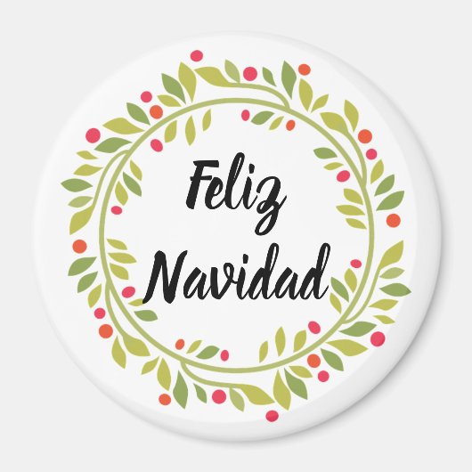 Feliz Navidad Kerstkrans Kerstmis Magneet (Voorkant)