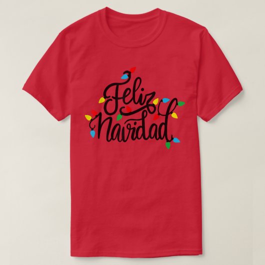 Feliz Navidad-kerstlicht Merry-feestjes T-shirt (Design voorkant)