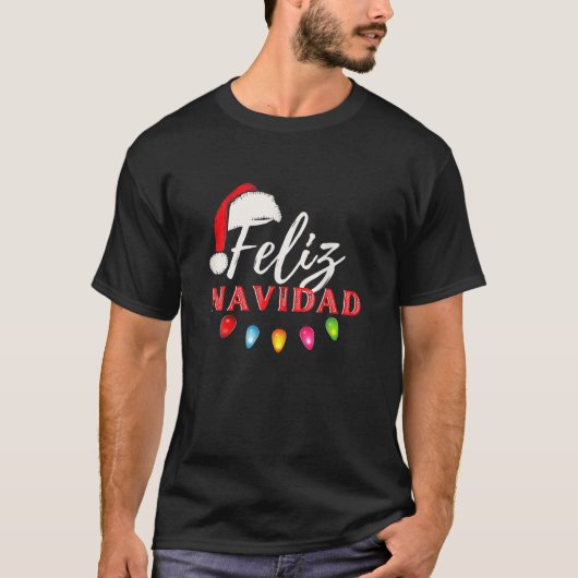 Feliz Navidad Kerstlights Xmas Funny T-shirt (Voorkant)