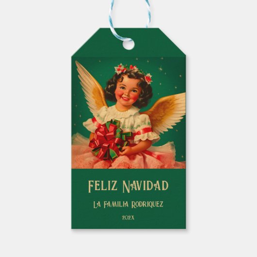 "Feliz Navidad" Kerstmis Cadeaulabel (Voorkant)