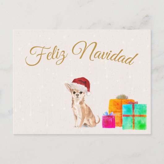 Feliz Navidad Kerstmis Chihuahua Dog Merry Bright Briefkaart (Voorkant)
