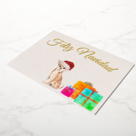 Feliz Navidad Kerstmis Gold Chihuahua Dog Folie Feestdagenkaart