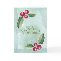 Feliz Navidad Kerstmis Holly Berry Waterverf