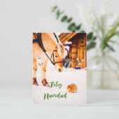 Feliz Navidad Kerstmis met boerderijdieren in snee Feestdagenkaart (Staand voorkant)