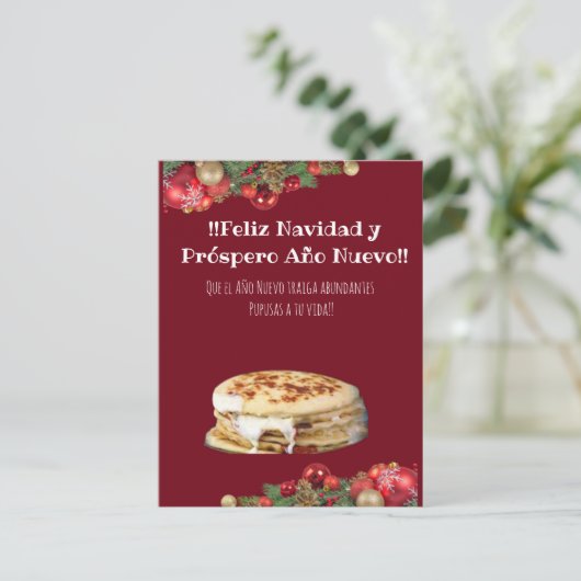 Feliz Navidad Kerstmis naar el Comelón de Pupusas Briefkaart (Staand voorkant)