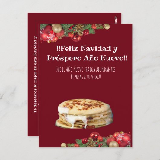 Feliz Navidad Kerstmis naar el Comelón de Pupusas Briefkaart (Voorkant / Achterkant)