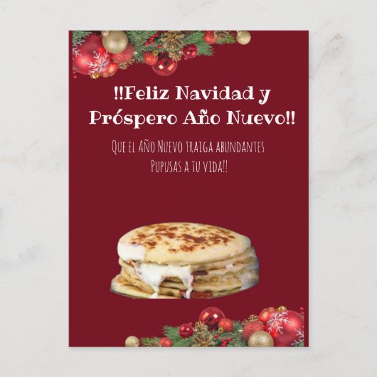 Feliz Navidad Kerstmis naar el Comelón de Pupusas Briefkaart (Voorkant)