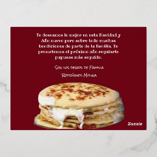Feliz Navidad Kerstmis naar El Comelón de Pupusas  Folie Feestdagen Briefkaart (Achterkant)