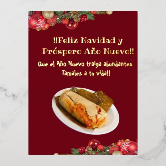 Feliz Navidad Kerstmis naar El Comelón de Tamales  Folie Feestdagen Briefkaart (Voorkant)