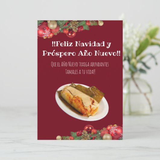 Feliz Navidad Kerstmis naar el Comelón de Tamales Kaart (Staand voorkant)