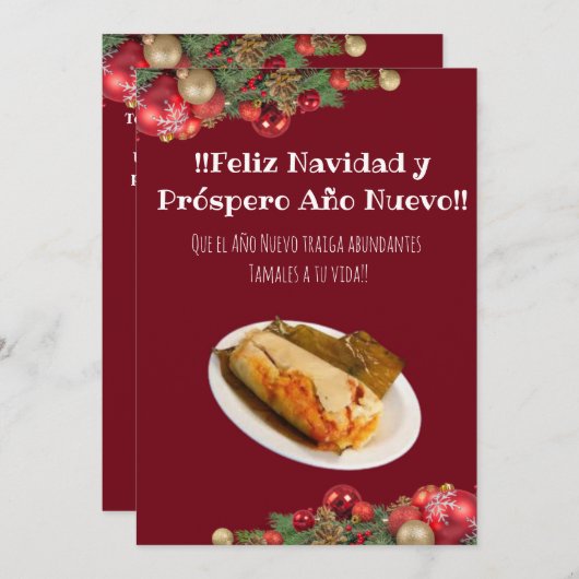 Feliz Navidad Kerstmis naar el Comelón de Tamales Kaart (Voorkant / Achterkant)