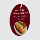 Feliz Navidad Kerstmis naar el Comelón de Tamales Ornament (voorkant)