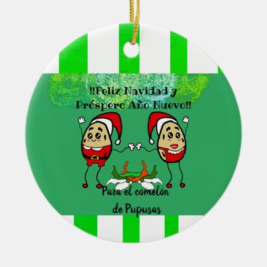 Feliz Navidad Kerstmis para el Comelón Pupusas Keramisch Ornament (Voorkant)
