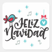 Feliz Navidad, Kerstmis Vierkante Sticker (Voorkant)