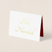 Feliz Navidad-kerstrood Festive Gold Folie Kaarten (Voorkant)
