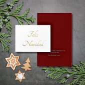 Feliz Navidad-kerstrood Festive Gold Folie Kaarten