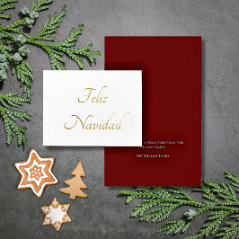 Feliz Navidad-kerstrood Festive Gold Folie Kaarten