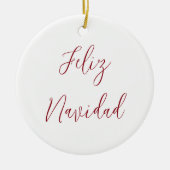 Feliz Navidad-kerstscript Typografie Keramisch Ornament (Voorkant)