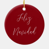 Feliz Navidad-kerstscript Typografie Keramisch Ornament (Achterkant)