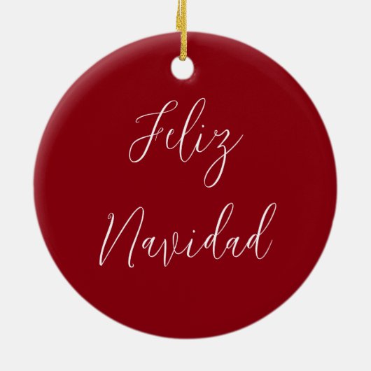 Feliz Navidad-kerstscript Typografie Keramisch Ornament (Achterkant)