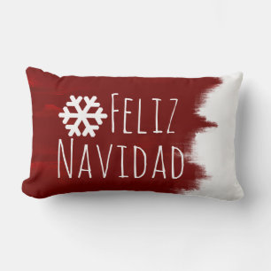 Feliz Navidad-kerstsnowflake Red Paint Stroke Kussen