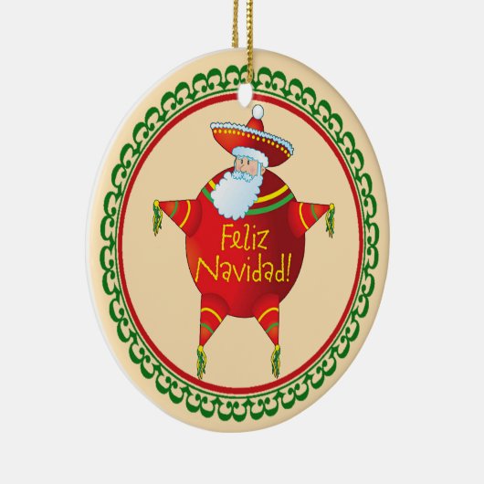 Feliz Navidad-kerstversiering Keramisch Ornament (Rechts)