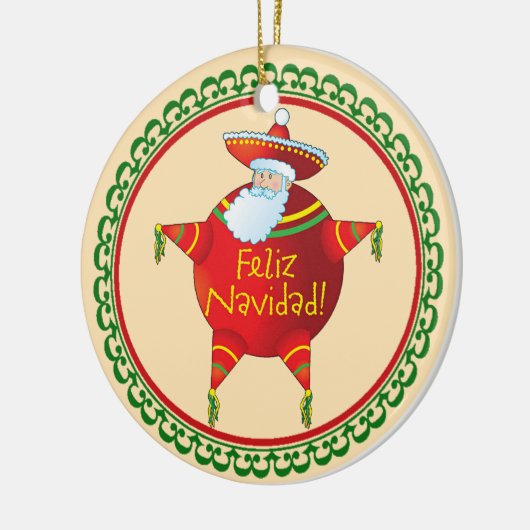 Feliz Navidad-kerstversiering Keramisch Ornament (Links)