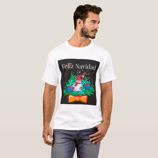Feliz Navidad, kerstversiering T-shirt (Voorkant volledig)