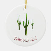 Feliz Navidad-kerstwoestijncactus Keramisch Ornament (Voorkant)
