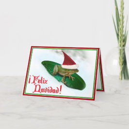 Feliz Navidad - Kikker die door de sneeuw stroomt Feestdagen Kaart