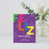 Feliz Navidad kleurrijke kerst Feestdagenkaart (Staand voorkant)