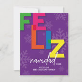 Feliz Navidad kleurrijke kerst Feestdagenkaart (Voorkant)