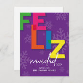 Feliz Navidad kleurrijke kerst Feestdagenkaart (Voorkant / Achterkant)