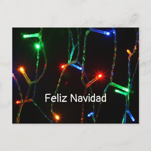 "Feliz Navidad" kleurrijke kerstverlichting Briefkaart (Voorkant)