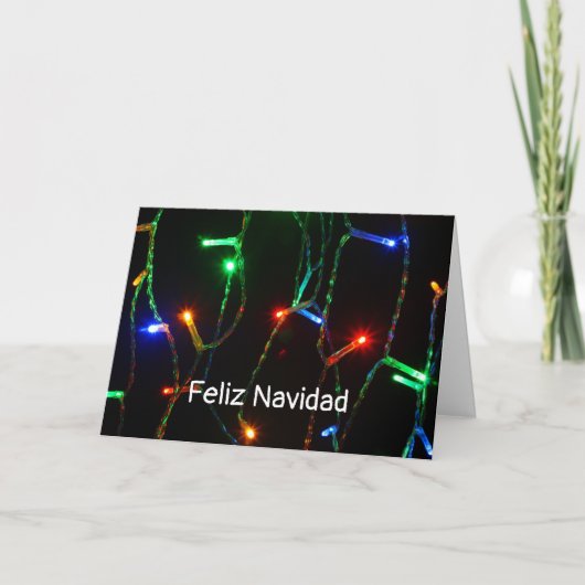 "Feliz Navidad" kleurrijke kerstverlichting Kaart (Voorkant)