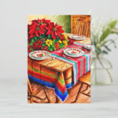 Feliz Navidad Kleurrijke Rustieke Sarape tafel Mex Feestdagenkaart (Staand voorkant)