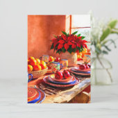 Feliz Navidad Kleurrijke Tafel Instelling Mexicaan Feestdagenkaart (Staand voorkant)