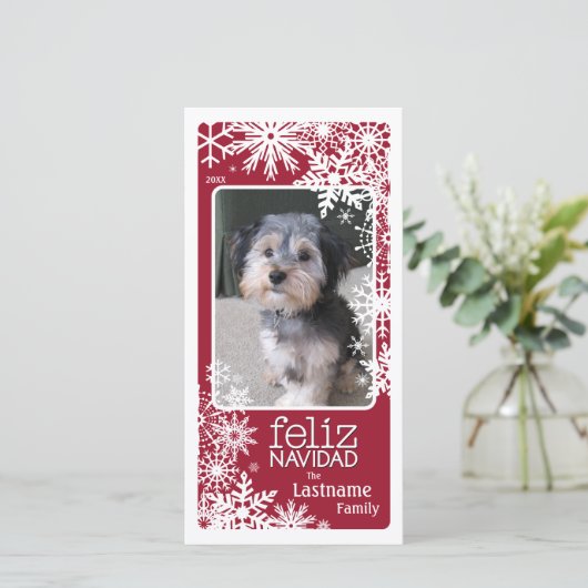 Feliz Navidad - laat het sneeuwen! Feestdagenkaart (Staand voorkant)