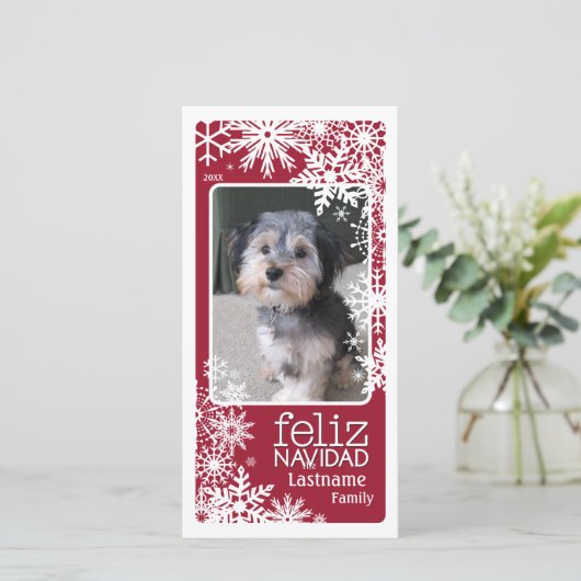 Feliz Navidad - laat het sneeuwen! Feestdagenkaart (Staand voorkant)