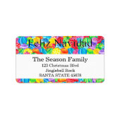 Feliz Navidad, label met handbeschilderde waterver (Voorkant)