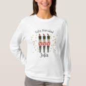 Feliz Navidad Ladies Christmas Shirt With Name (Voorkant)