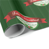Feliz Navidad-lintstripes Cadeaupapier (Rol Hoek)