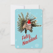Feliz Navidad Lionfish Santa Flat Kaart (Voorkant)