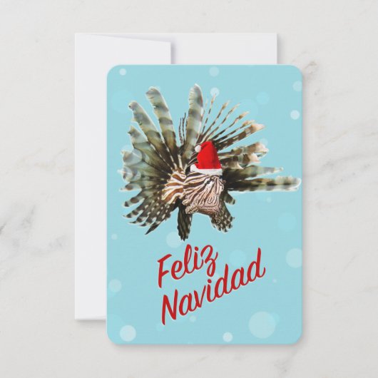 Feliz Navidad Lionfish Santa Flat Kaart (Voorkant)