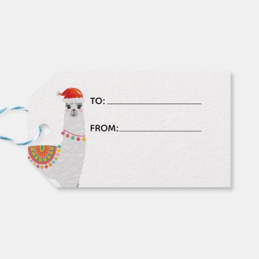 Feliz Navidad Llama Christmas Gift Label Cadeaulabel (Achterkant Horizontaal)